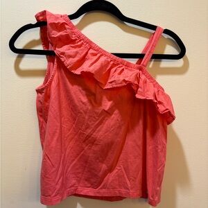 GAP Pink Ruffled Asymmetrical Sleeveless Tank Top